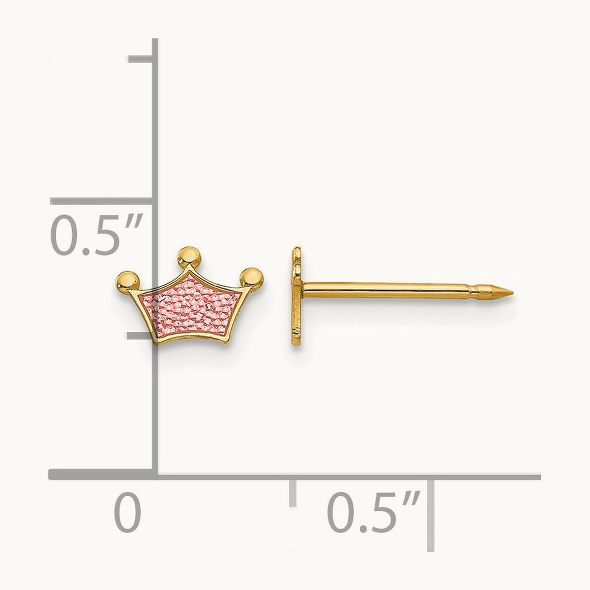Inverness 14k Epoxy Fill Pink Crown Earrings