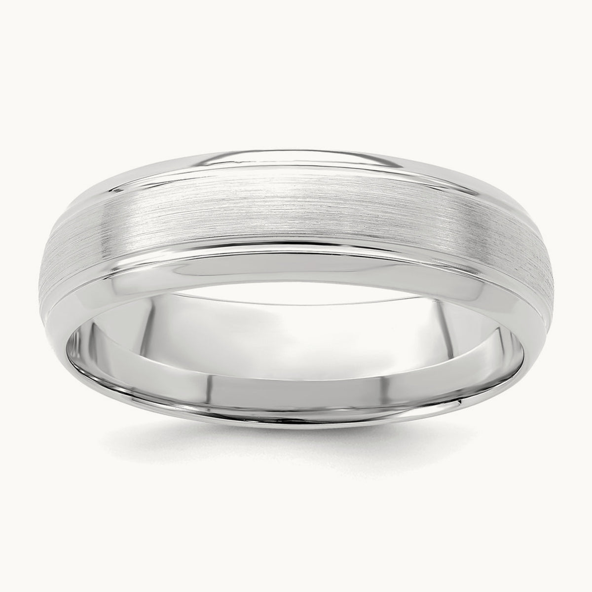 Light Comfort Fit Brush Satin Fancy Band, 14K White Gold
