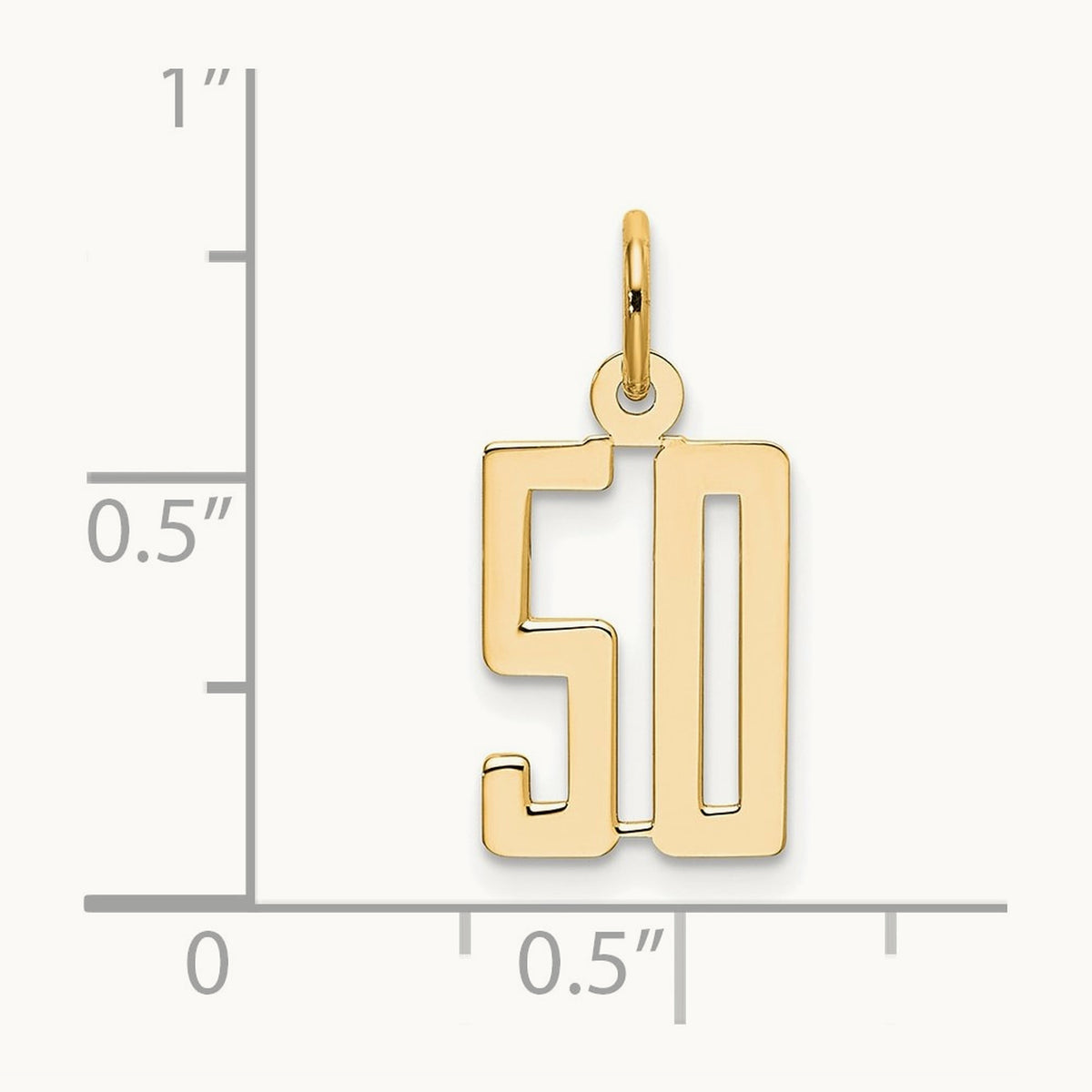 Small Elongated Number 50 Charm, 14K