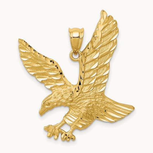 Satin Diamond-cut Eagle Pendant — 28mm