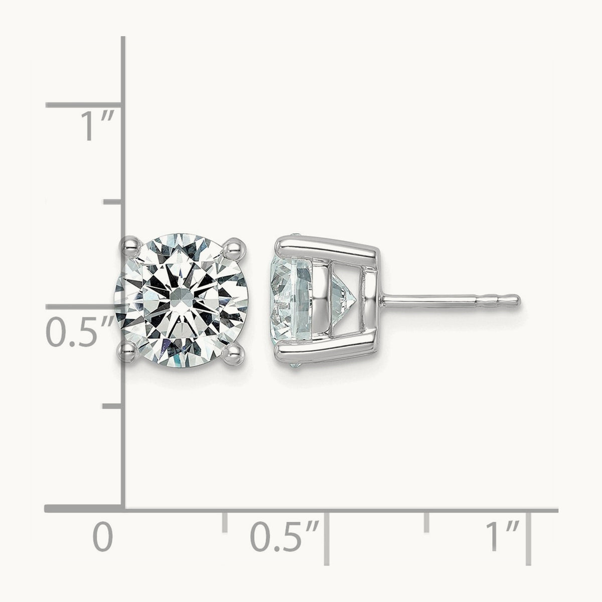 Round Lightweight Earrings, 0.25-6.00 ct tw Lab-Grown Diamond — 6 ct, 10K White Gold