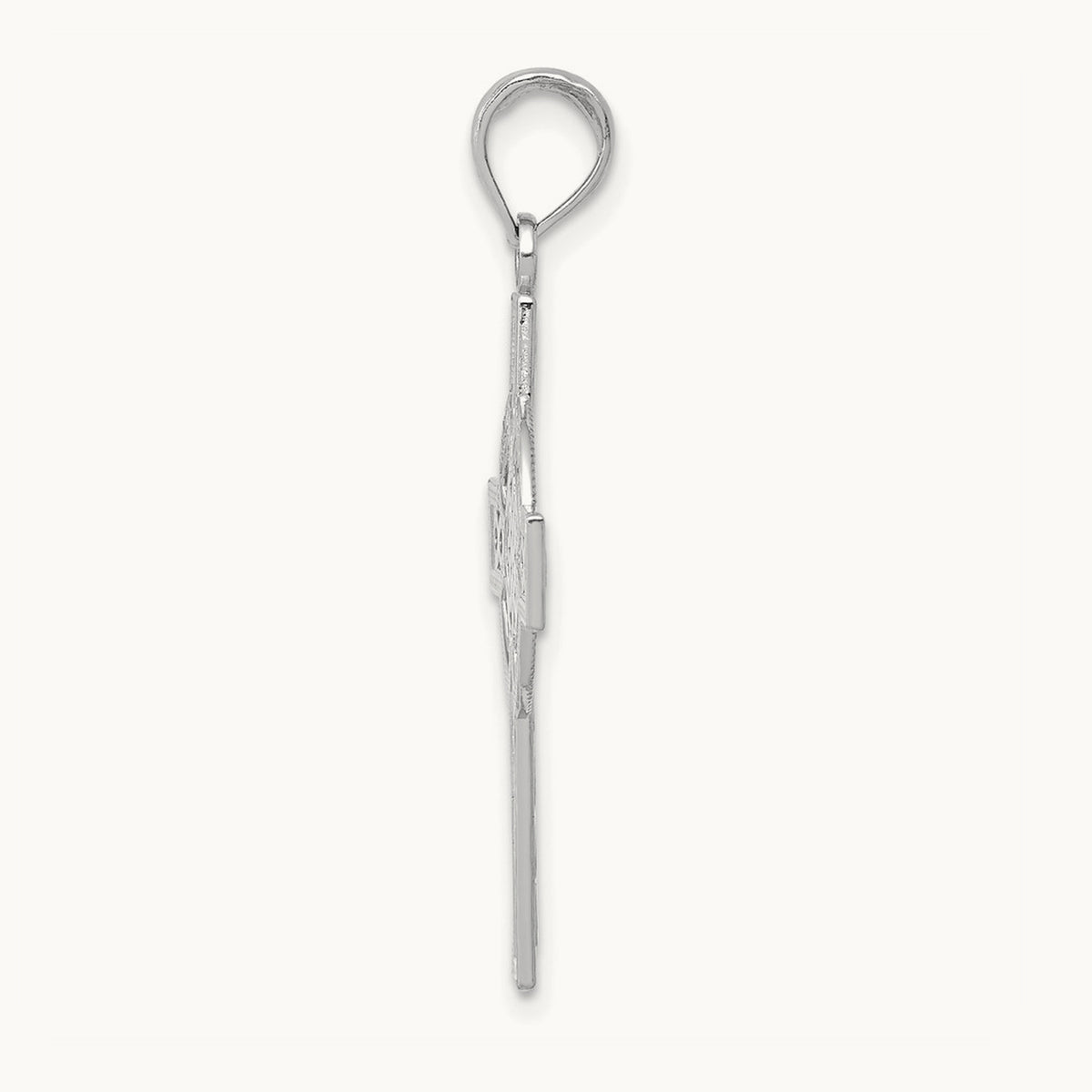 Diamond-cut Celtic Cross Pendant — 14K White Gold