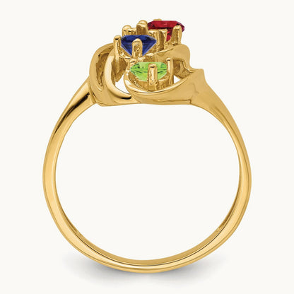 Genuine 4 Stone Mother's Ring, 14K
