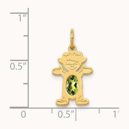 Girl 6x4 Oval Genuine Peridot-August — 14K Yellow Gold
