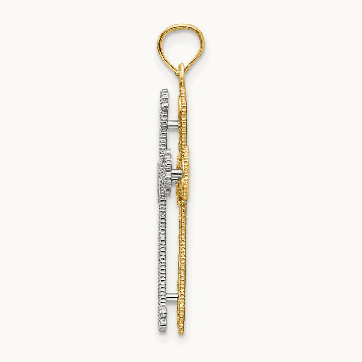 Hearts Cross Pendant, 14K Two-tone