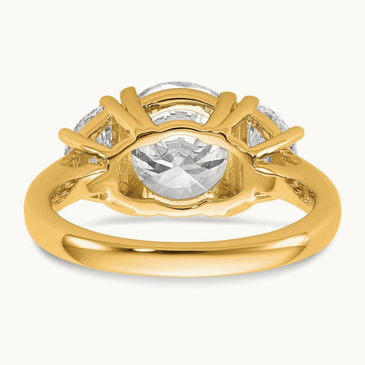 Round 3 Stone Engagement Ring, 1.25-4.00 ct tw Lab-Grown Diamond — 4 ct, 14K Yellow Gold