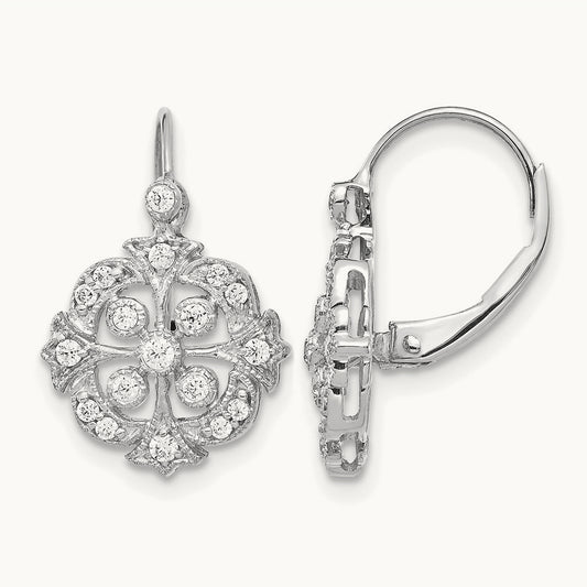 Diamond Leverback Earrings — photo set