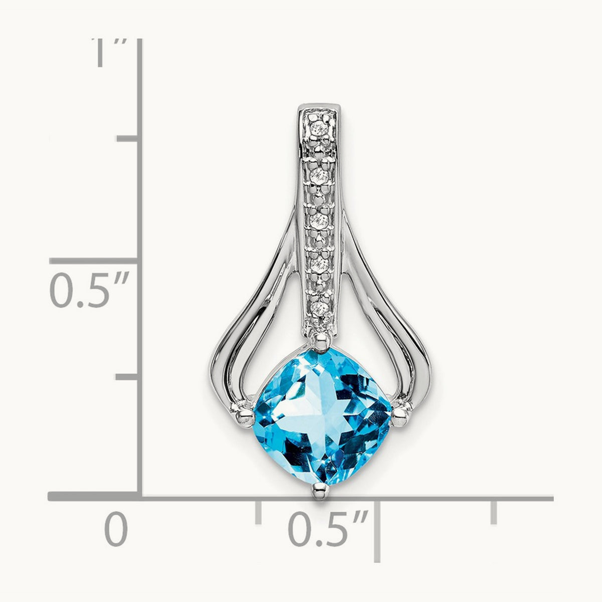 Blue Topaz and Diamond Pendant — 14K White Gold