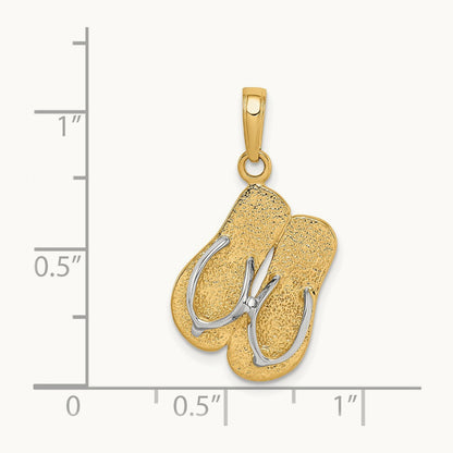 Large Double Flip-Flop Pendant, 14K with Rhodium