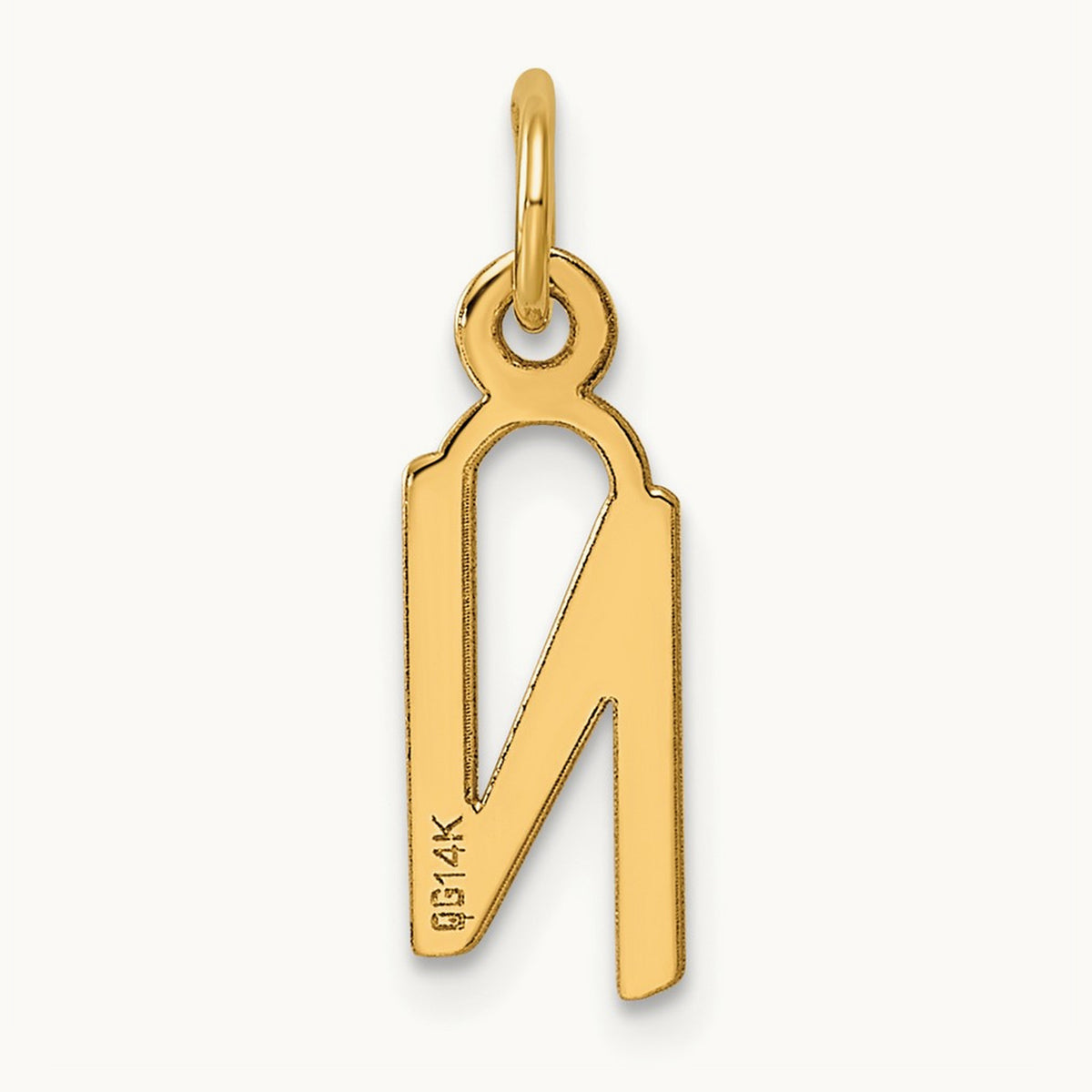 Slanted Block Initial Charm — 14K Yellow Gold, N