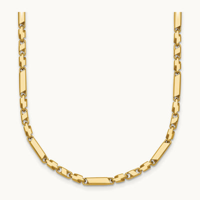 Polished Fancy Bar Link 19.75in Necklace, 14K