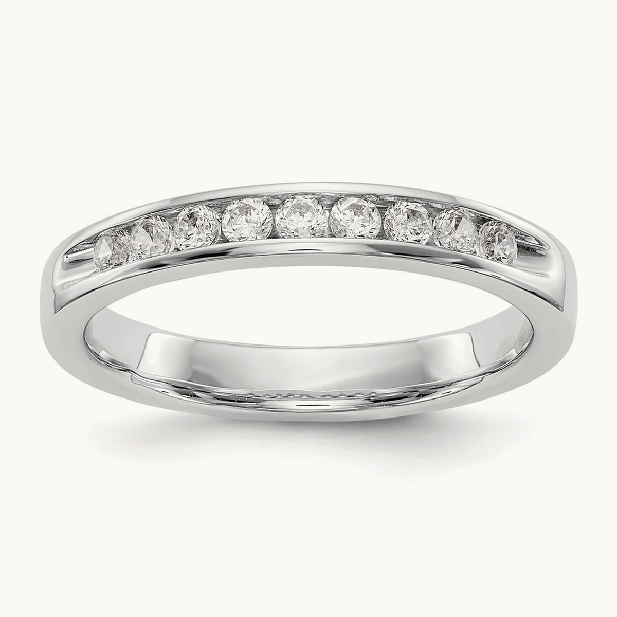 9- Stone Ladies Band Mounting, 2mm, 14K White Gold