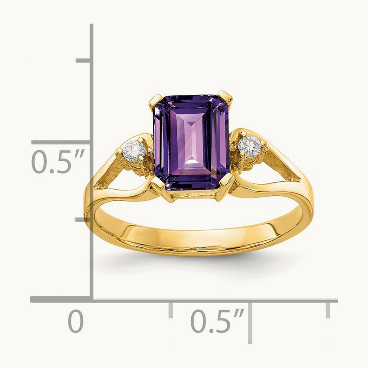 Emerald Cut Amethyst AA Diamond ring — photo set