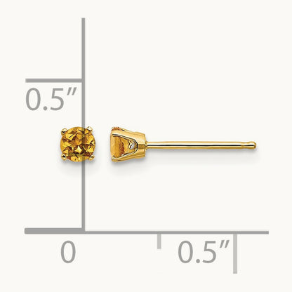 November/Citrine Post Earrings — 3mm