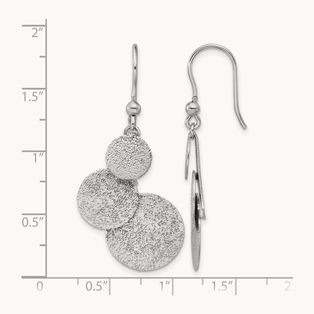 SS RH-plated Radiant Essence Textured Circles Dangle Earrings — Leslie's