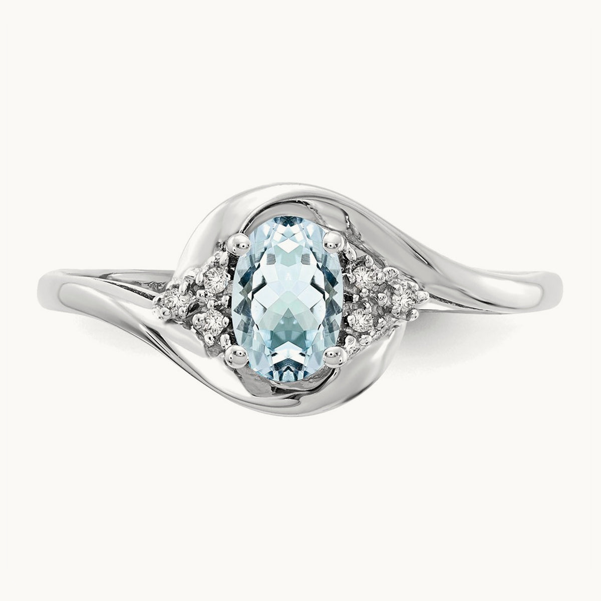 Aquamarine and Diamond Ring, 14K White Gold
