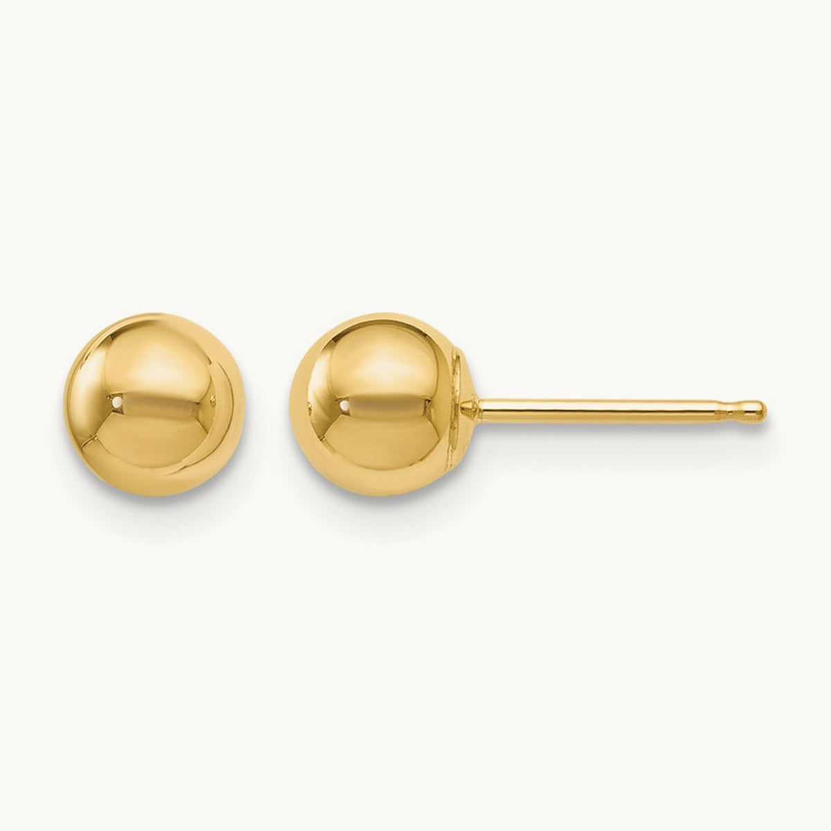 Polished Ball Post Earrings — 14K Yellow Gold, 5mm