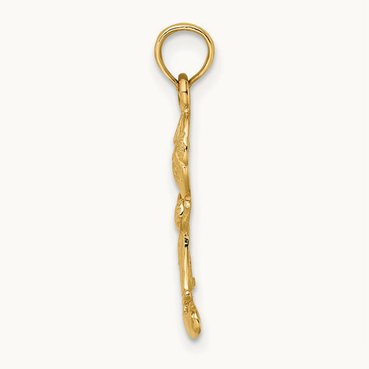 Playful Boy w/Cut Out Buttons Charm, 14K