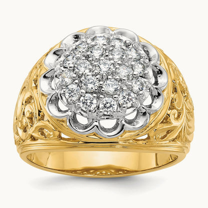 IBGoodman Men's Polished Filigree Round Dia Cluster Ring, 14K Two-tone
