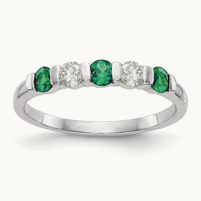 Diamond w/Emerald Band, 14K White Gold