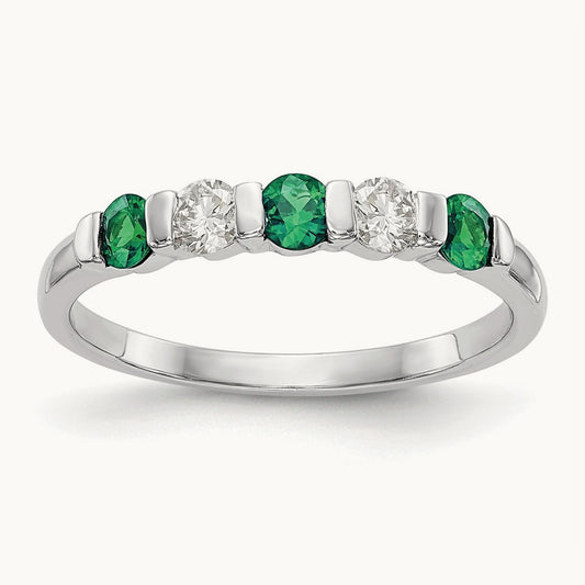 Diamond w/Emerald Band, 14K White Gold