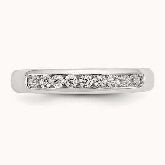 9-Stone Diamond Channel Band, 14K White Gold
