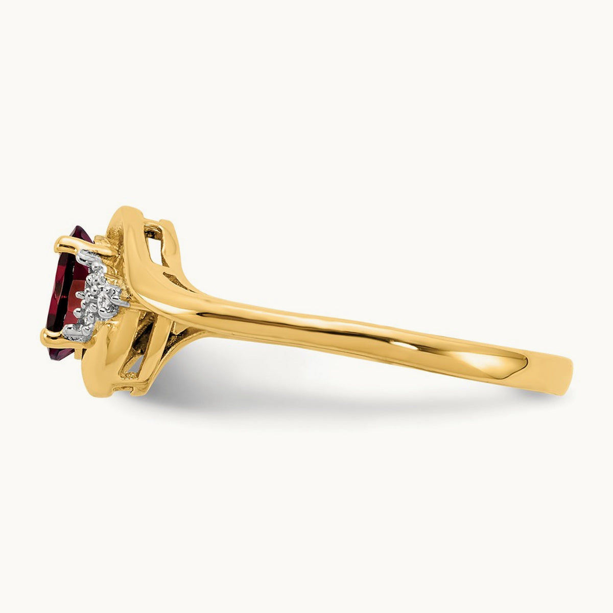 Garnet and Diamond Ring — 14K Yellow Gold