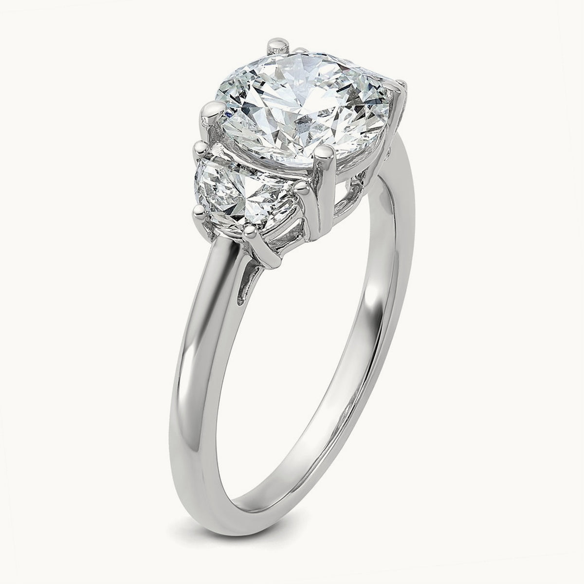Round 3 Stone Engagement Ring, 1.25-4.00 ct tw Lab-Grown Diamond — 2 1/2 ct, 14K White Gold