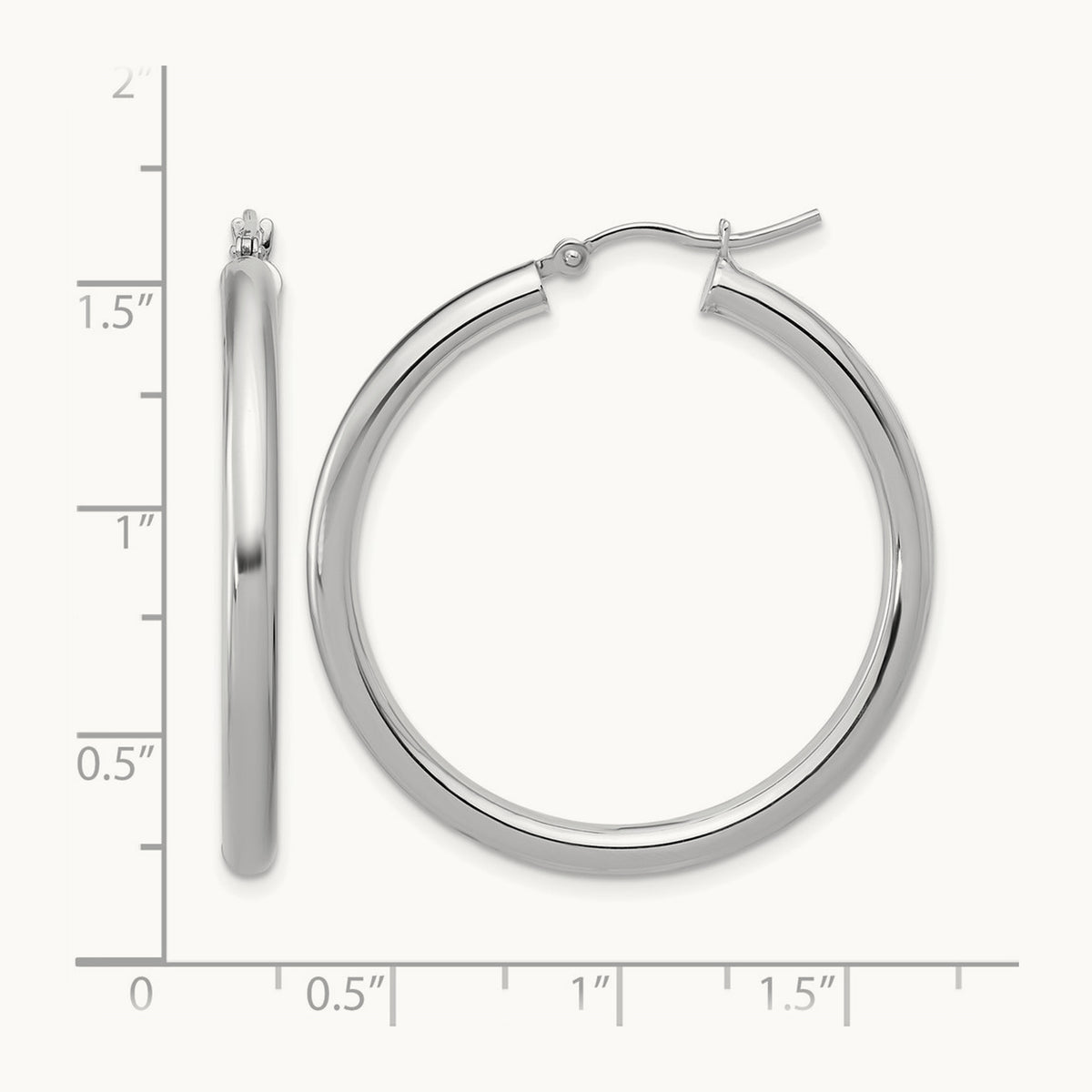Polished Hinged Hoop Earrings, 10K White Gold — Leslie's