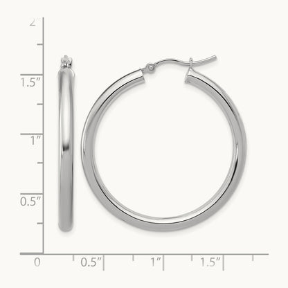 Polished Hinged Hoop Earrings, 10K White Gold — Leslie's