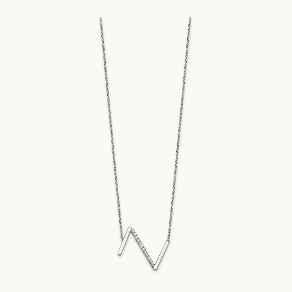 Sideways Diamond Necklace — 14K White Gold, Z