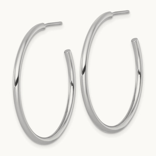 2.0 x Polished Post Hoop Earrings — 14K White Gold