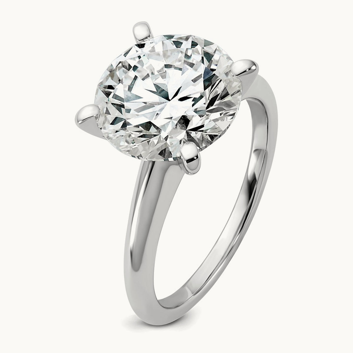 Round Solitaire Engagement Ring, 0.25-5.00 ct tw Lab-Grown Diamond — 5 ct, 14K White Gold