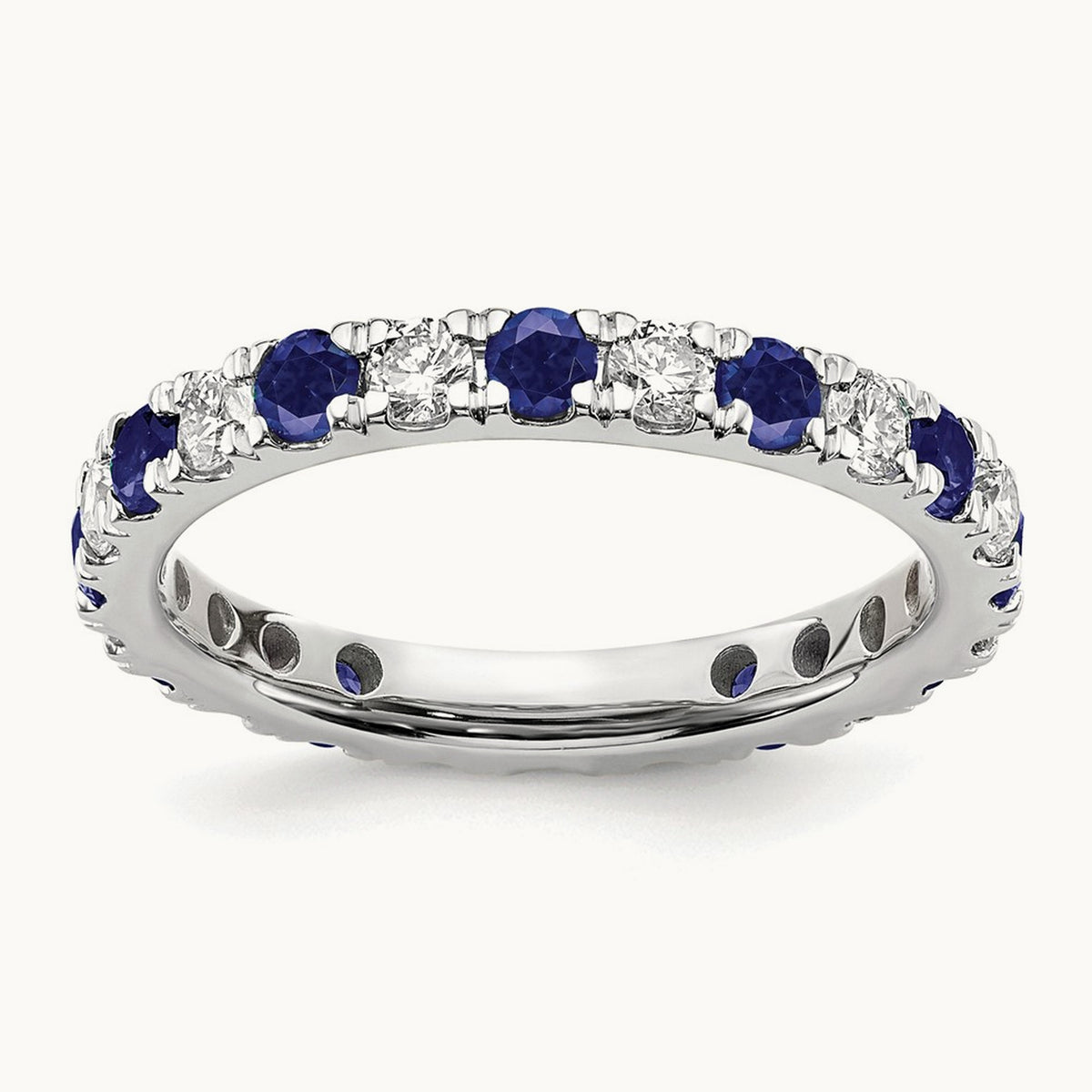 Created Sapphire Eternity Band, 0.25-0.75 ct tw Lab-Grown Diamond — 14K White Gold