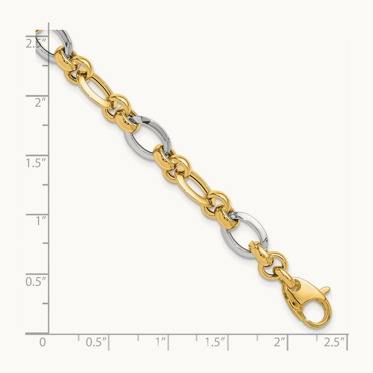 Polished Fancy Link Bracelet, 14K Two-tone