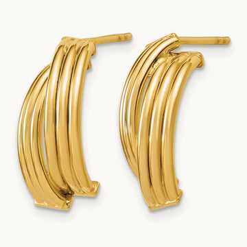 Polished and Grooved J-Hoop Post Earrings — Leslie's — photo set