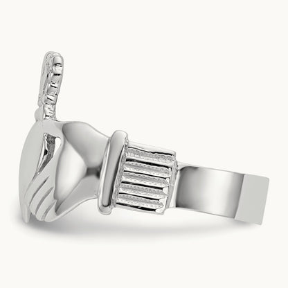 Men's Claddagh Ring, 14K White Gold