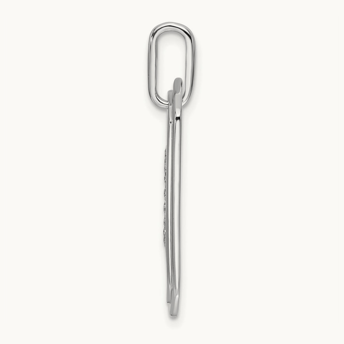 Diamond Dog Tag Charm — 14K White Gold, C
