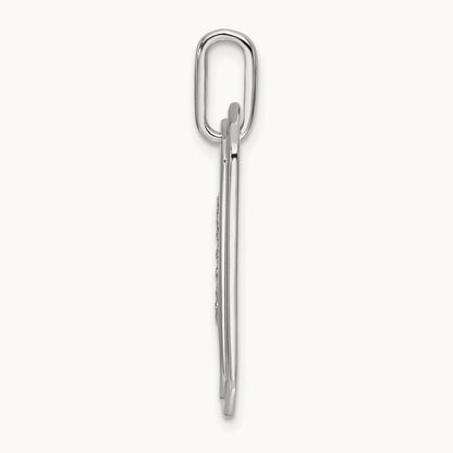 Diamond Dog Tag Charm — 14K White Gold, C