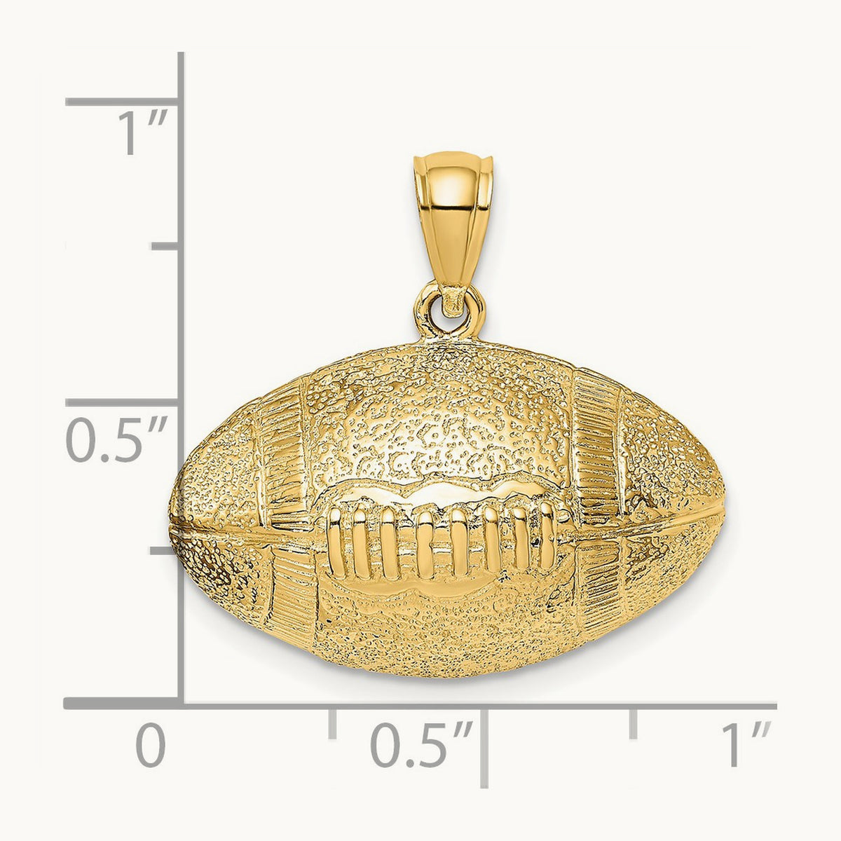 3-D Football Horizontal Pendant, 14K
