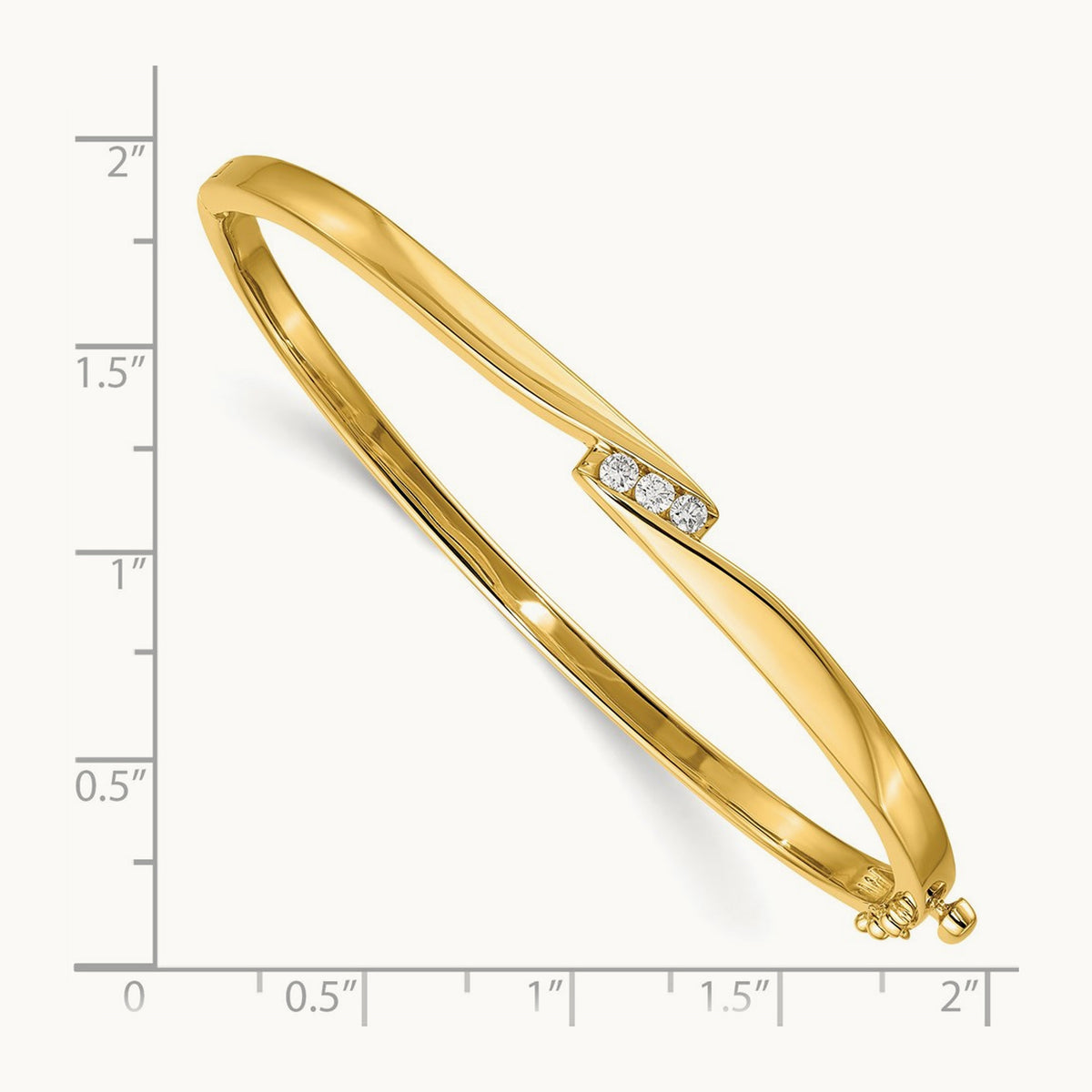 AA Diamond Hinged Bangle — 14K Yellow Gold