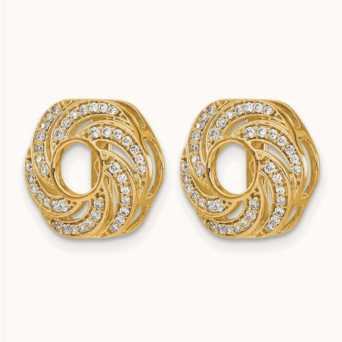 Swirl Diamond Jacket Earrings — 14K Yellow Gold, 0.324 ct