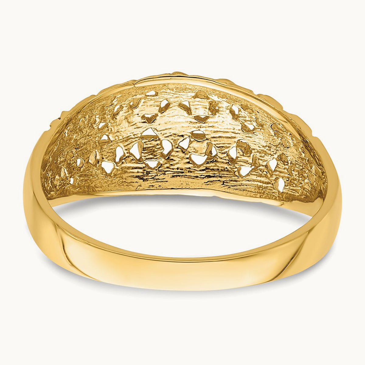 Diamond-cut Mini Diamond Pattern Dome Ring, 14K