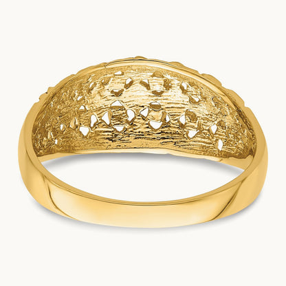 Diamond-cut Mini Diamond Pattern Dome Ring, 14K