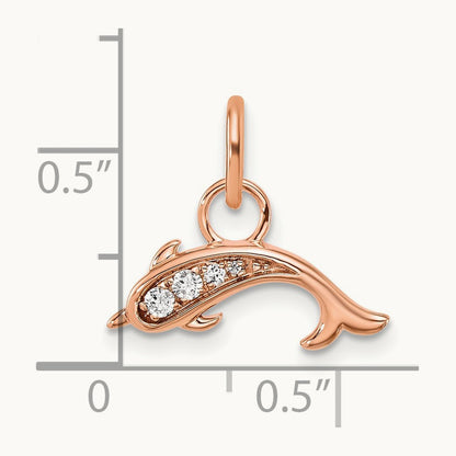 Polished Diamond Dolphin Charm, 14K Rose Gold