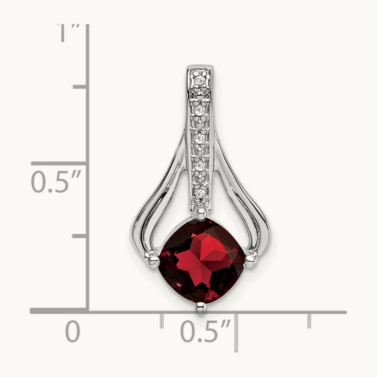 Garnet and Diamond Pendant — 14K White Gold