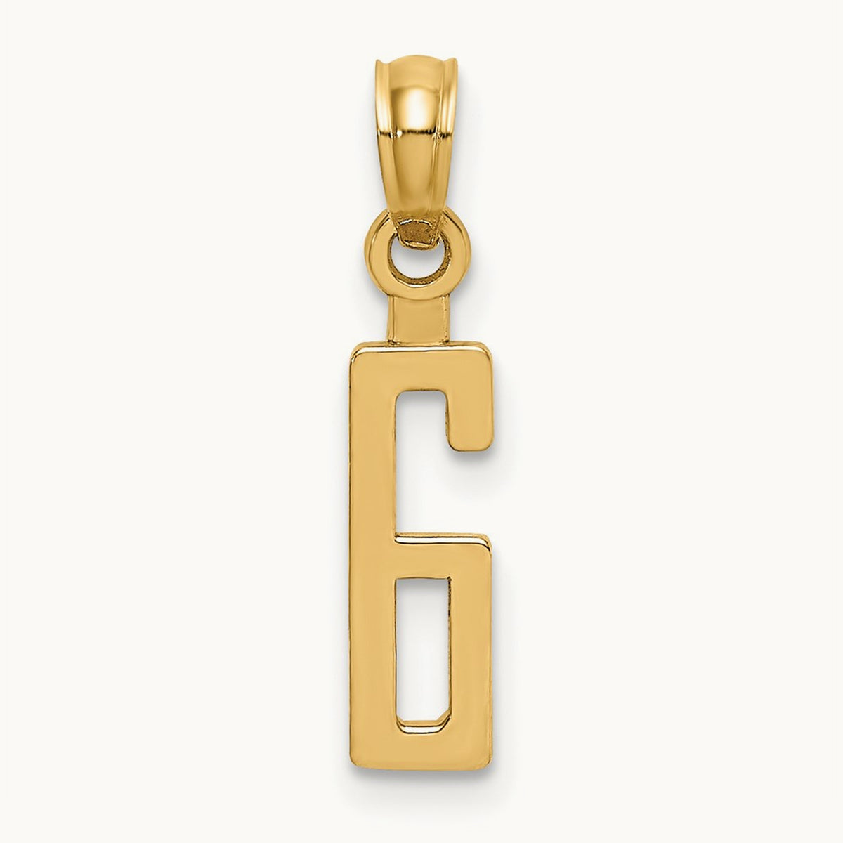 Polished Number 6 Pendant — 14K Yellow Gold