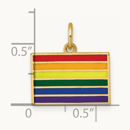 Polished Enameled Rainbow Flag Pendant, 14K
