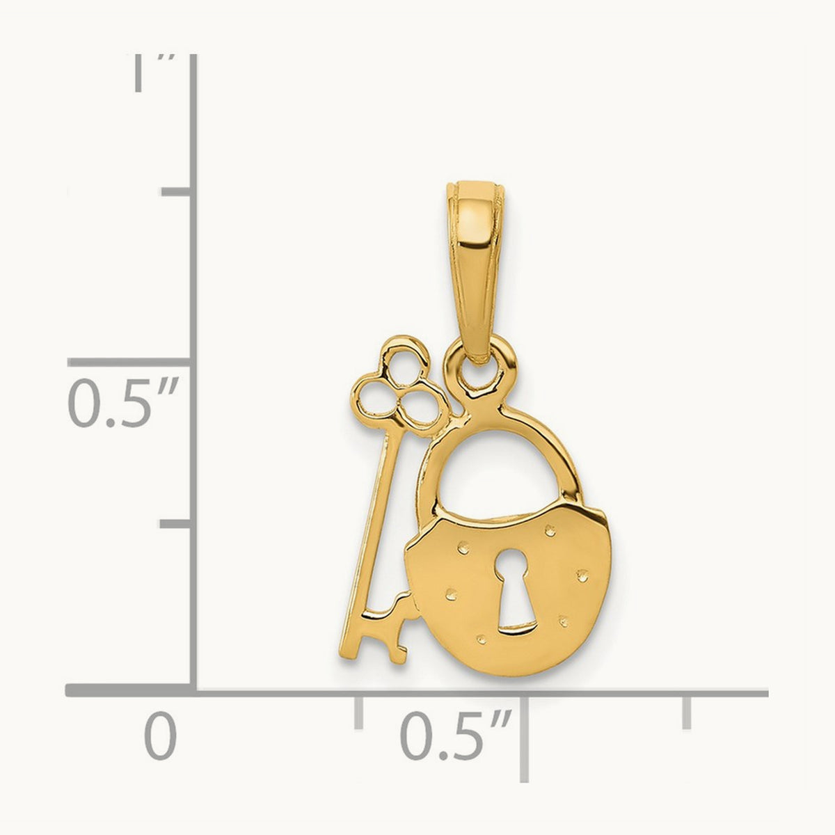 Polished Key and Lock Charm, 14K