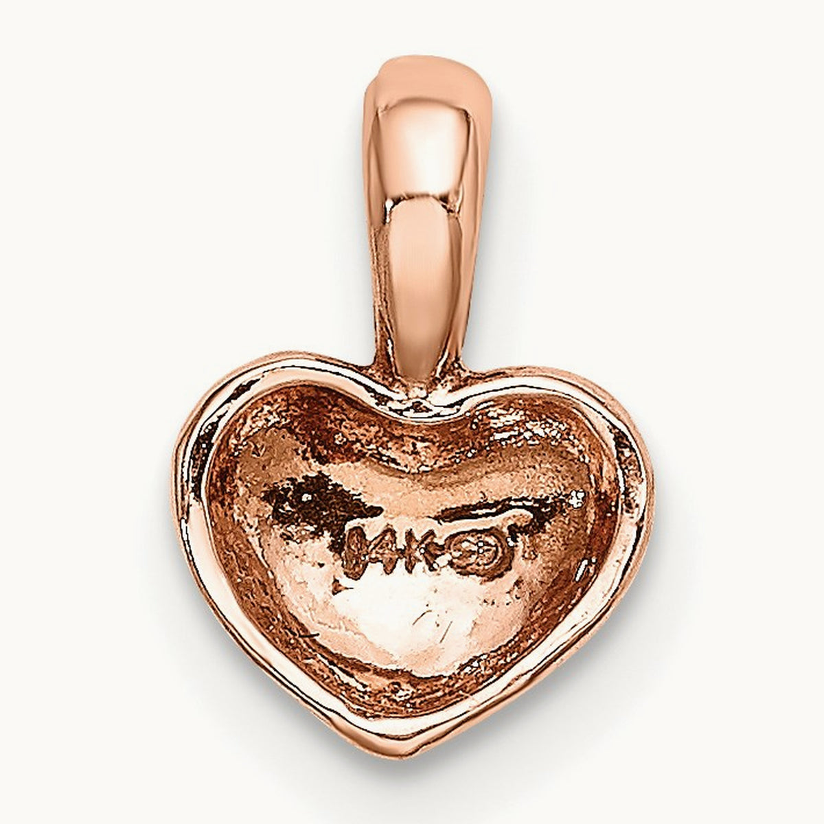 Polished Domed Heart Charm — 14K Rose Gold